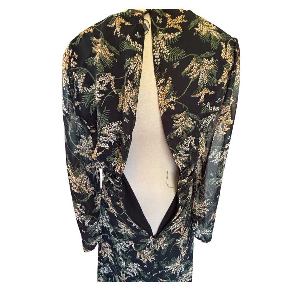 Dress Forum Black Floral Maxi Dress with Gold Palm Print - Picture 6 of 9